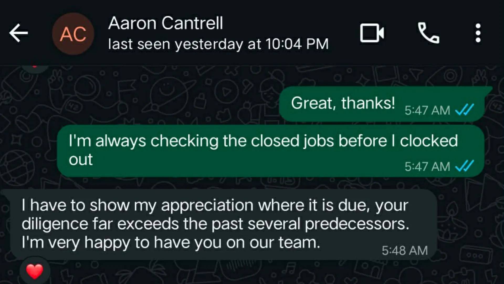 Client Testimonial Feedback Screenshot